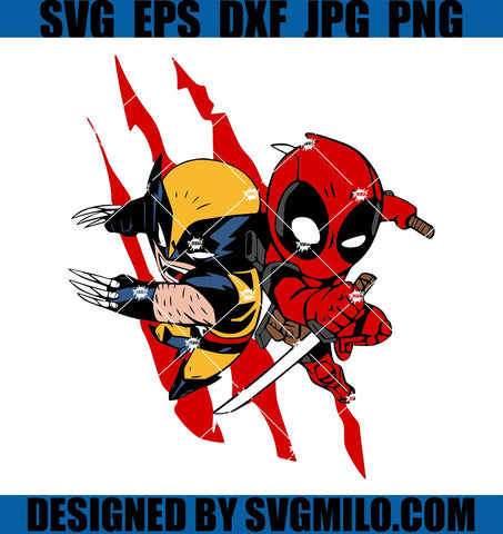 Cartoon Deadpool and Wolverine SVG, Deadpool 3 Movie SVG