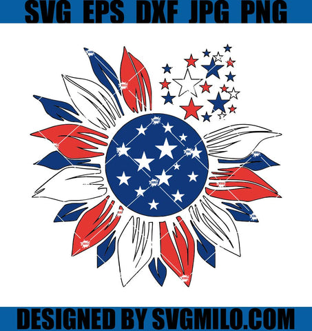 Patriotic Sunflower SVG, Usa Sunflower SVG