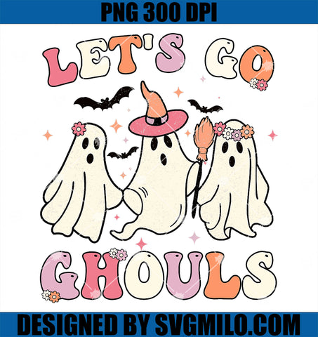 Retro Let's Go Ghouls PNG, Groovy Halloween PNG, Halloween Vibes PNG