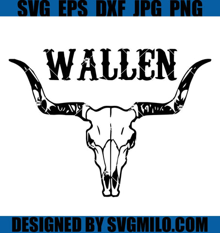 Retro Wallen Bull Skull SVG, Wallen Bull Skull Distressed SVG