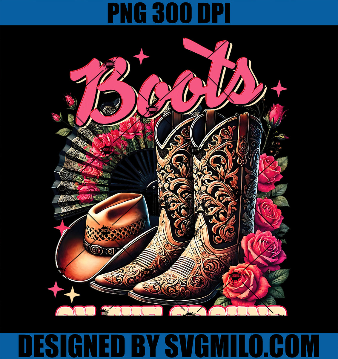 Khaki Western Cactus Cowgirl Hat Boot Printed Vintage Drawstring Jogger Pants main image 1