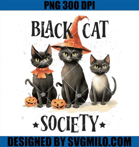 Vintage Retro Halloween Black Cat PNG, Black Cat Society PNG