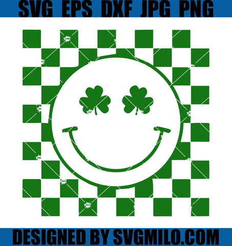 Checkered-Smiley-SVG_-Retro-Smiley-Face-SVG_-St-Patricks-Day-SVG