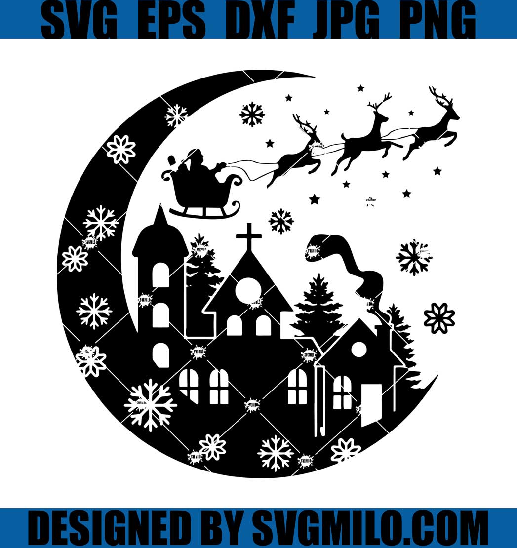 Christmas Scene Svg Christmas Village Svg Santas Sleigh christmas scene svg, xmas village svg, santa sleigh svg