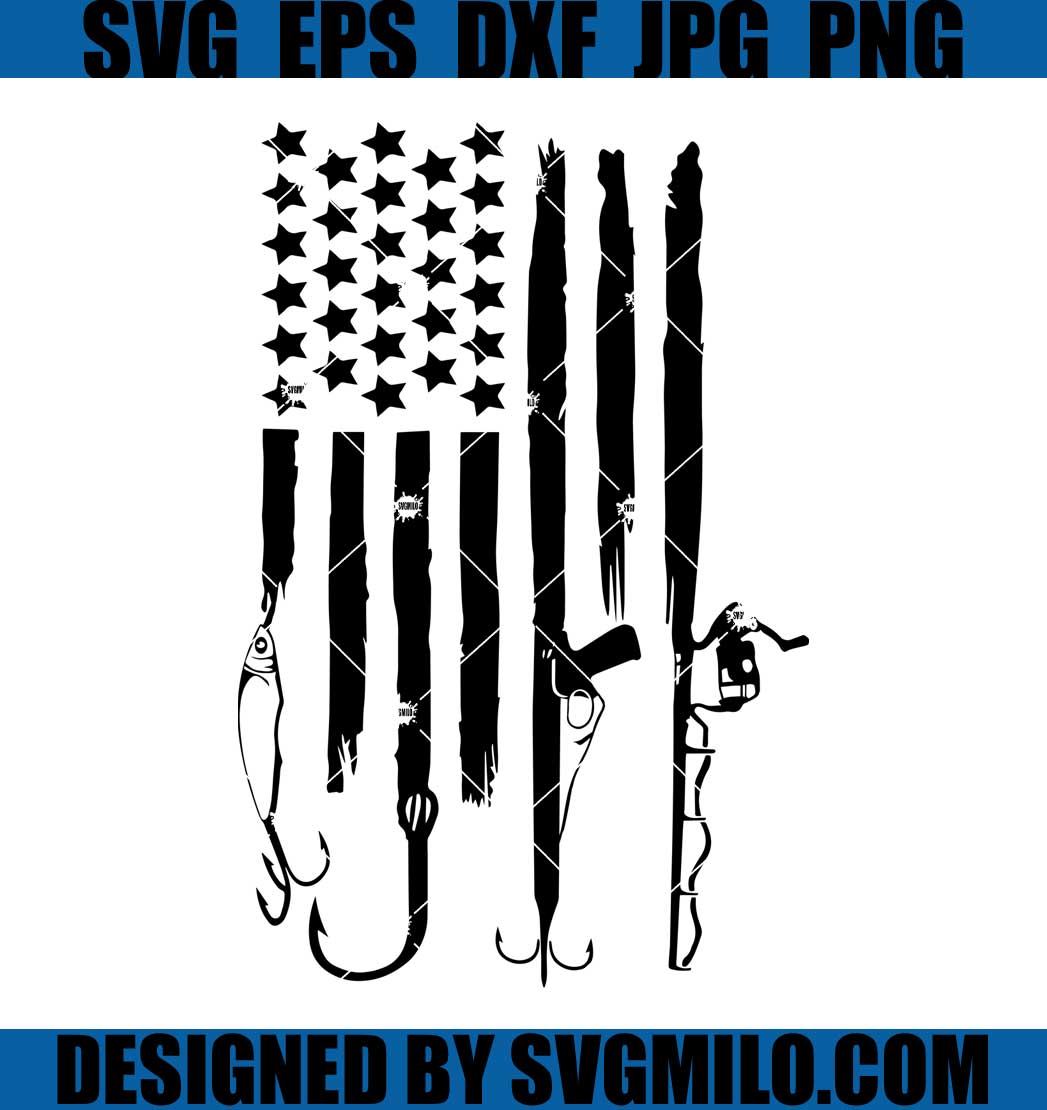 Fishing SVG Distressed American Flag - Fishing rod svg, fish - Inspire  Uplift