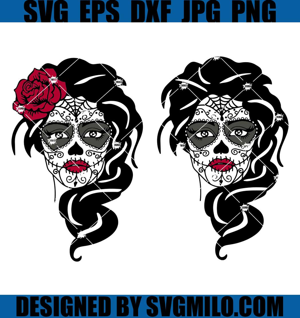 Woman Sugar Skull, Svg Png Dxf Eps Designs Download - free svg