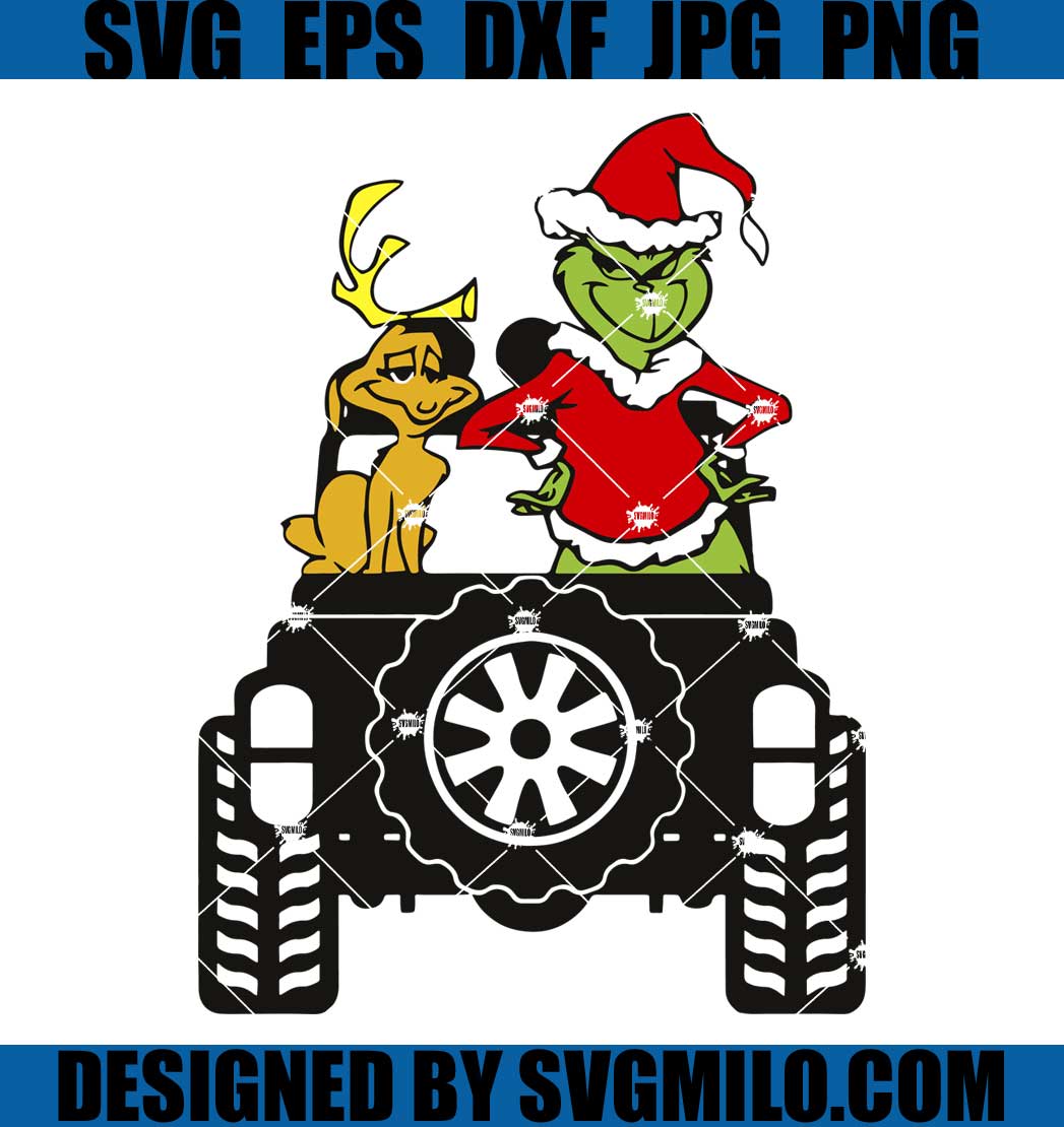 Santa Grinch Riding Jeep Christmas Jammies - Family Christmas