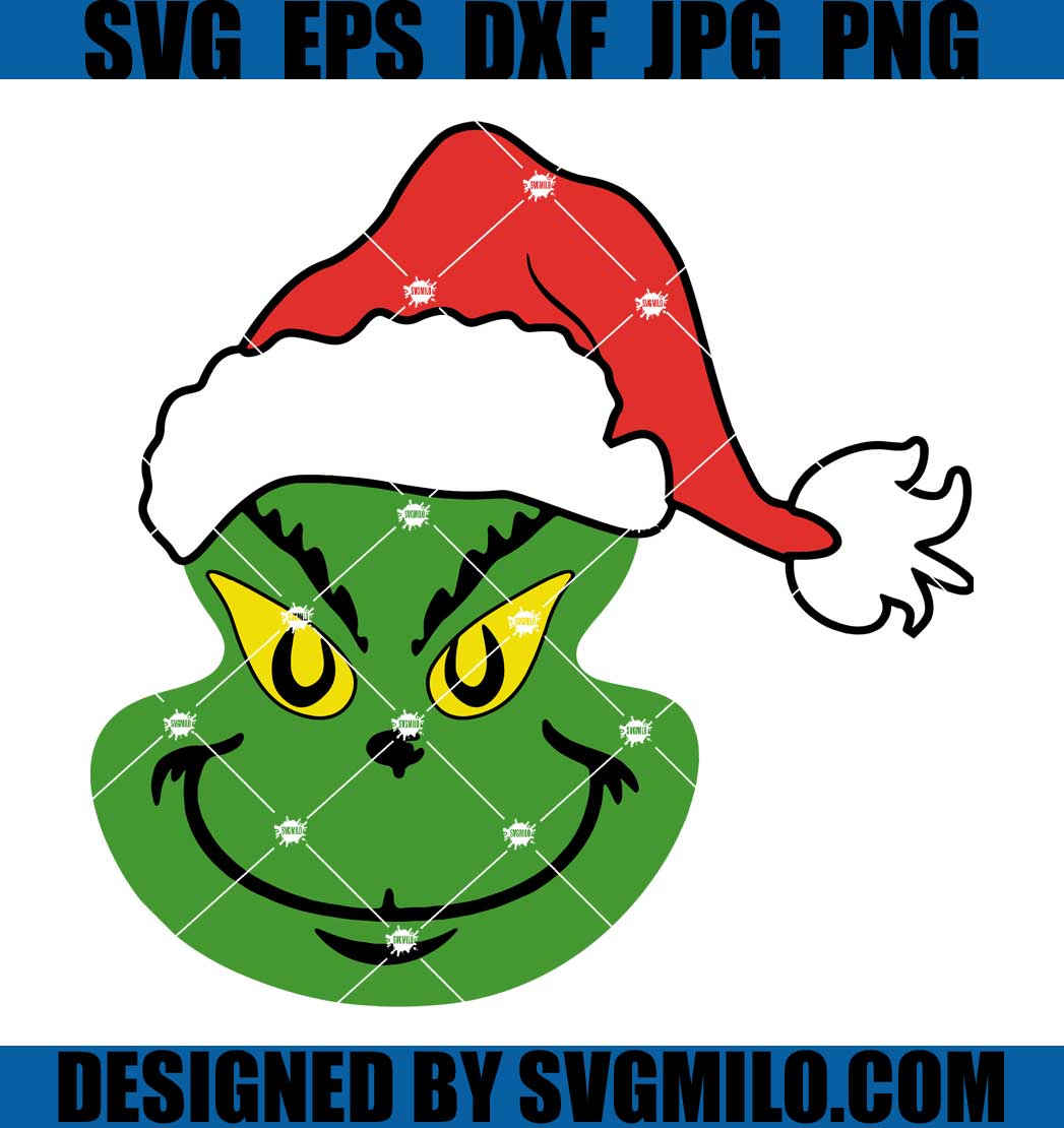 Grinch With Santa Hat Svg, Xmas Svg, Grinch Svg
