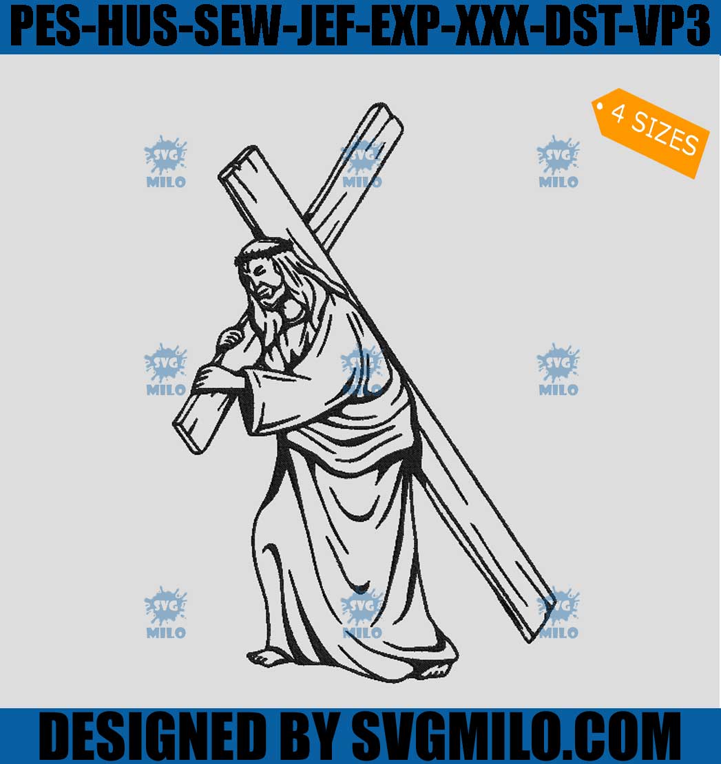 jesus carrying cross clipart black and white