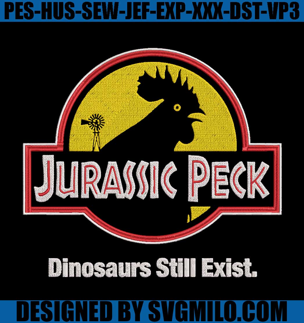 Jurassic Park Humor Embroidery Design, Chicken Humor Embroidery Machine File