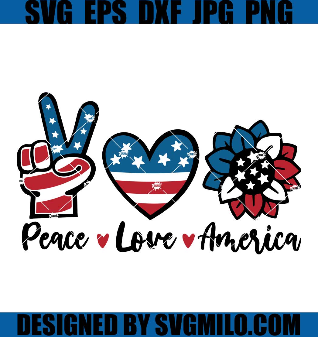 peace love america, 4th of july free svg file - SVG Heart