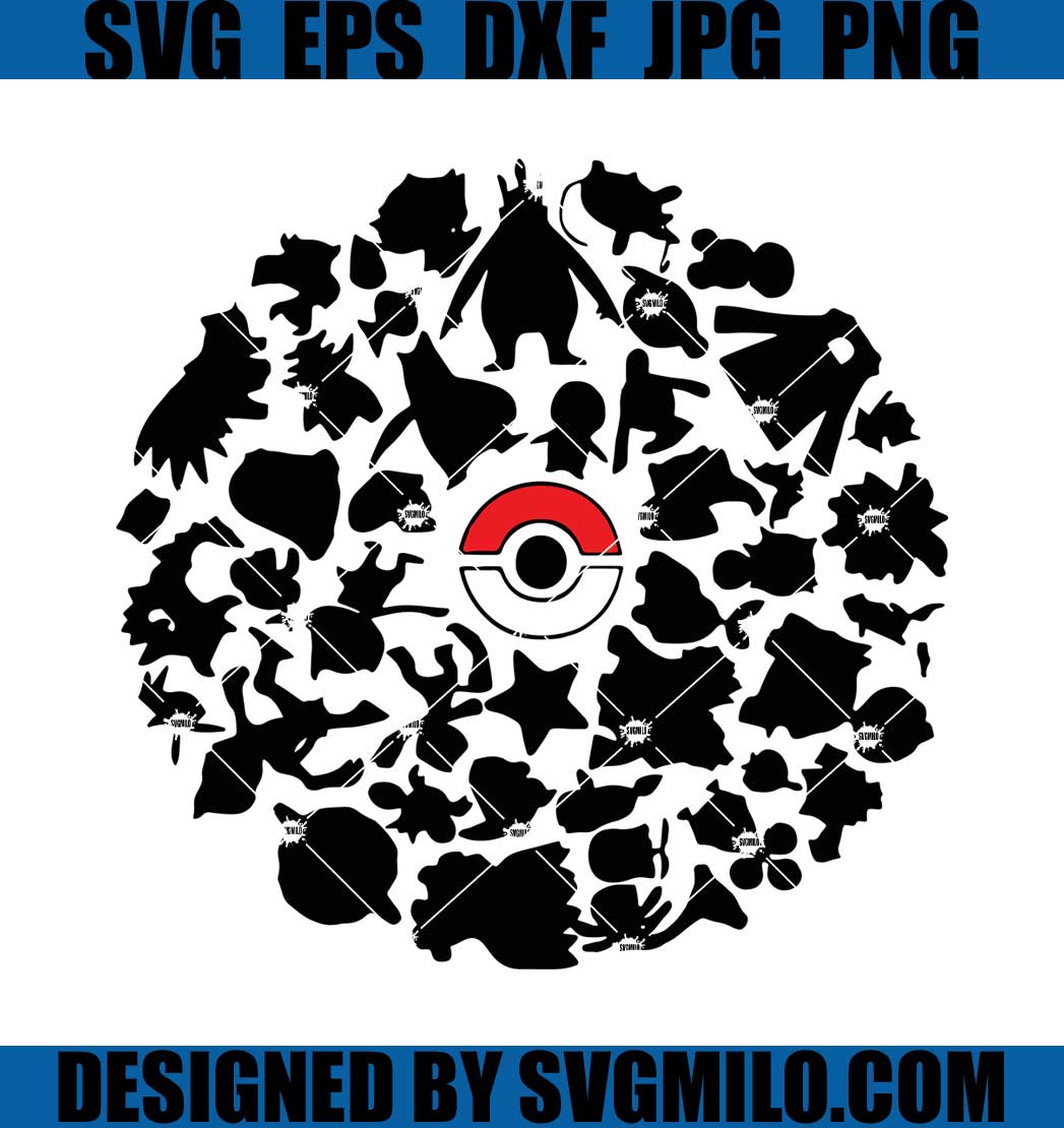 Poke Ball logo icon sign SvG,PnG,DxF,EpS file,Digital downlo