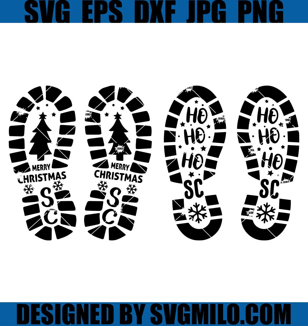 Santa Boot Print Stencil SVG Bundle