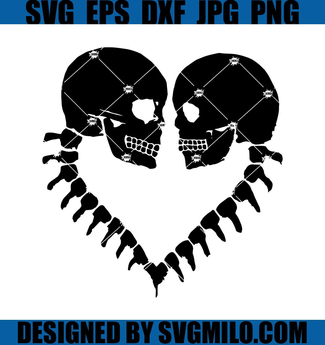 Love Skull Scissors with Hearts SVG