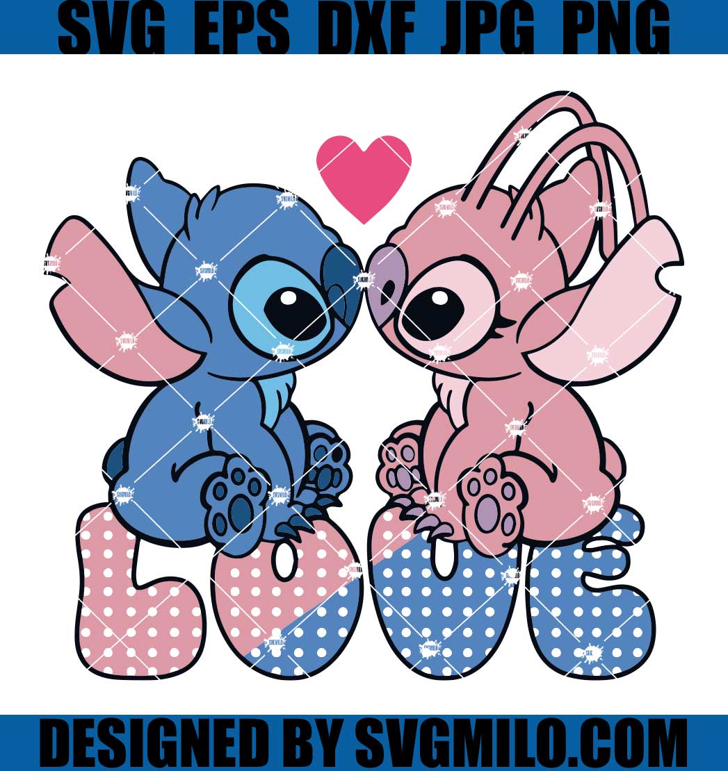 Stitch Angel Love Png, Stitch And Angel Png, Disney Valentin
