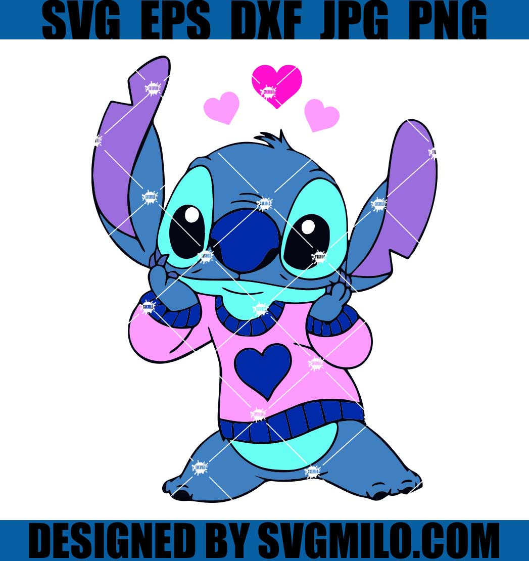 Stitch Angel Heart Funny Embroidery, Love Stitch Disney Embroidery