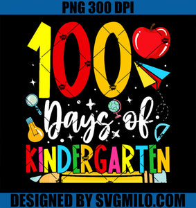 100 Days Of Kindergarten School PNG, 100th Days Of School PNG