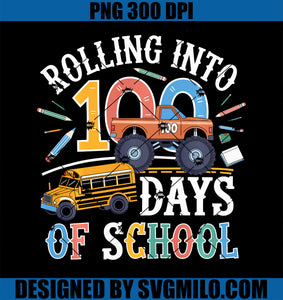100 Days Of School Boy Monster Truck PNG