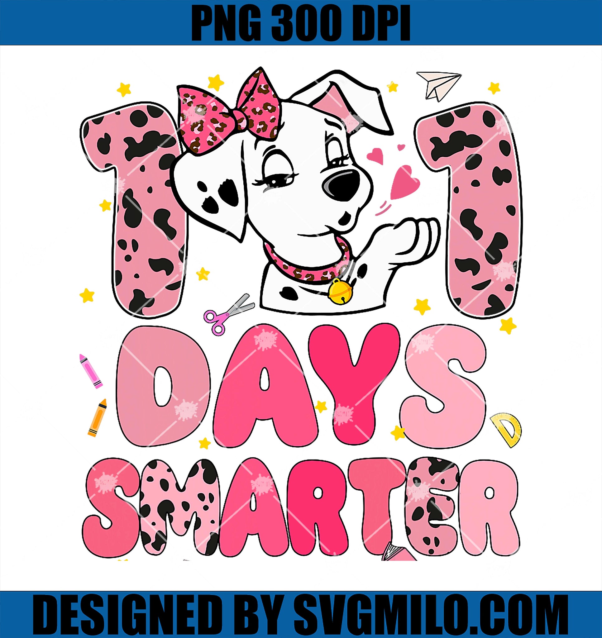 100 Days Smarter Dalmatian PNG, 100th Day Of School Dog PNG