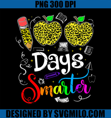 100 Days Smarter Leopard Teacher Student 100th Day Of School PNG