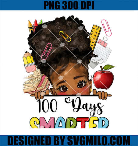 100 Days Smarter PNG, Afro Girls Messy Bun 100th Day Of School PNG