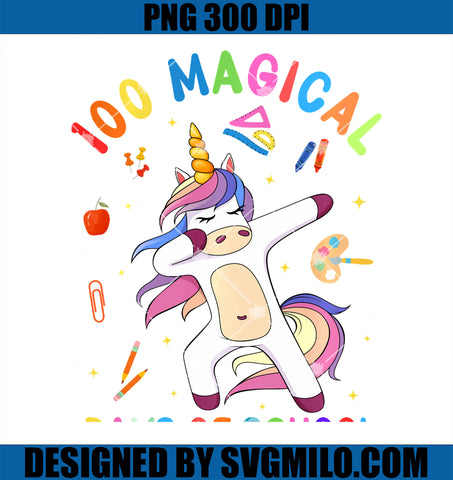 100th Day of School Unicorn PNG, 100 Magical Days Teacher Girls PNG