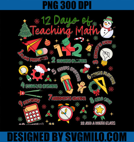 12 Days of Math Teacher Christmas Holiday PNG