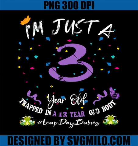 12 Years Old Leap Year Birthday 3 PNG, Funny Leap Day Baby Party PNG