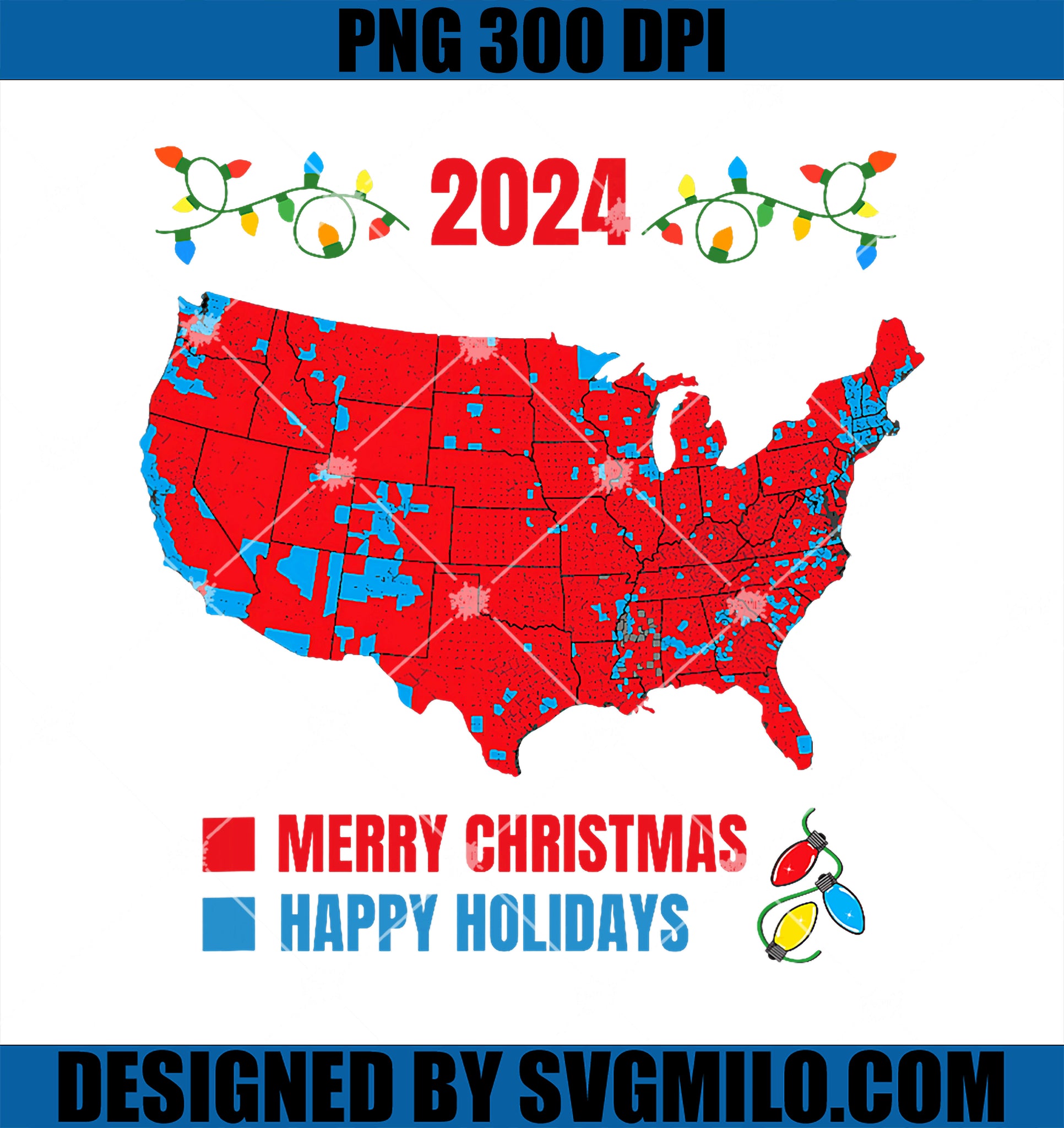 2024 Electoral Map Merry Christmas Trump Landslide Holiday PNG