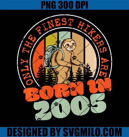 20 Year Old Hiking Sloth Born in 2005 20th Birthday Hiker PNG