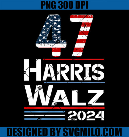 47 Harris Walz 2024 Presidential Usa Flag Election PNG