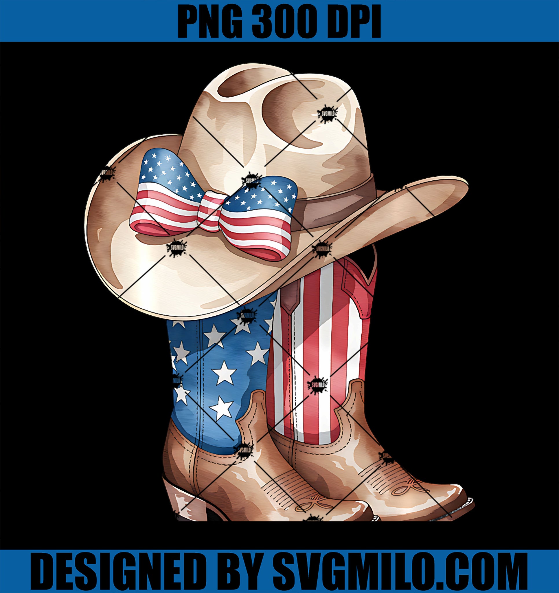 4th Of July Cowgirl Boots Coquette PNG, Bow Western American Flag PNG