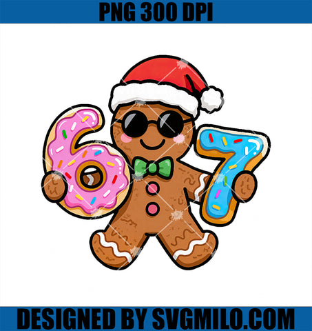 67 Christmas Gingerbread PNG, Six Seven Meme Gen Alpha PNG