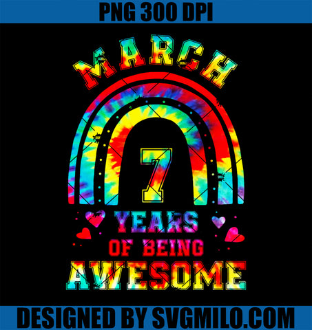 7 Years of Being Awesome Tie Dye March 2017 Birthday Girl PNG