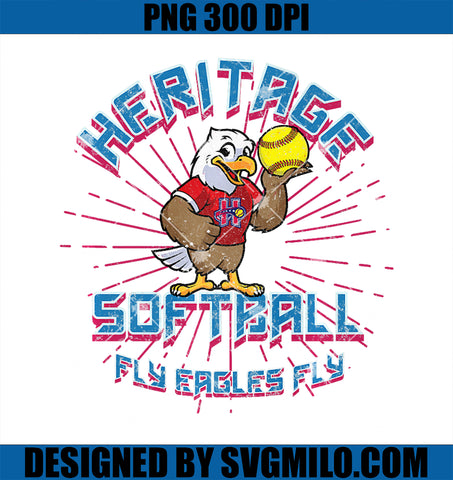 80s Style Heritage Softball PNG, Vintage Eagle Mascot Premium PNG