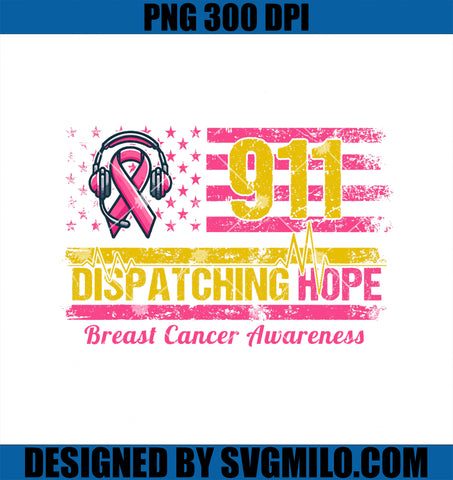 911 Dispatcher Hope Breast Cancer Awareness American Flag PNG