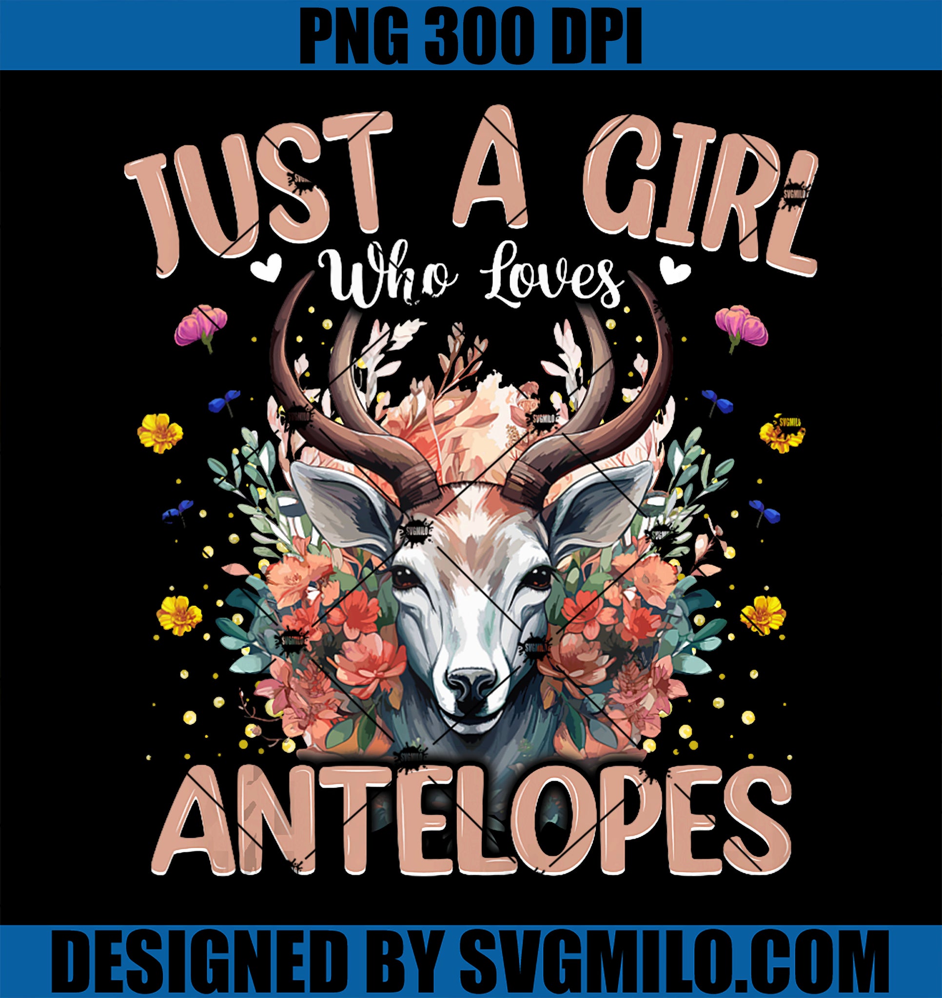 Aesthetic Floral Just A Girl Who Loves Antelopes PNG