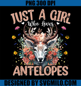 Aesthetic Floral Just A Girl Who Loves Antelopes PNG