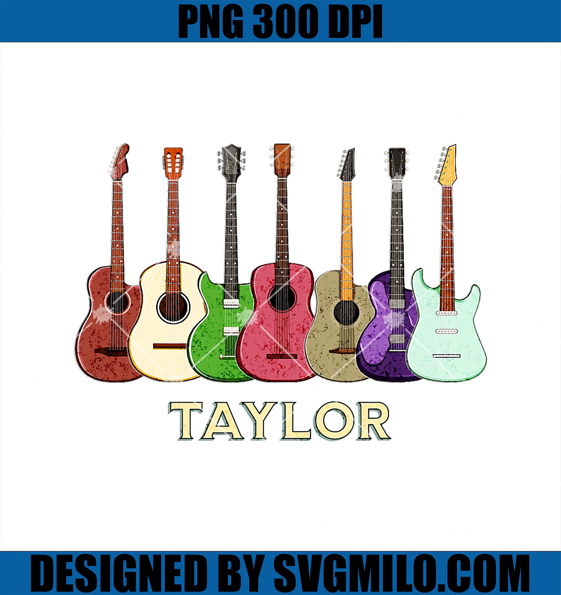 Aesthetic Guitar Taylor First Name Vintage 80s Graphic Music PNG