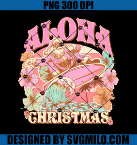 Aloha Christmas Santa Claus Surfing Hawaiian Mele Kalikimaka PNG