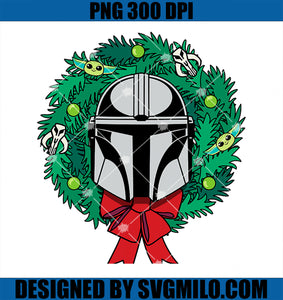 Amazon Essentials The Mandalorian Helmet Holiday Christmas Wreath PNG