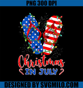 American Flag Flip Flops Xmas Lights PNG, Christmas In july PNG