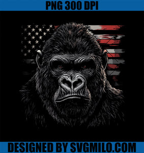 American Wild Gorilla with USA Flag PNG