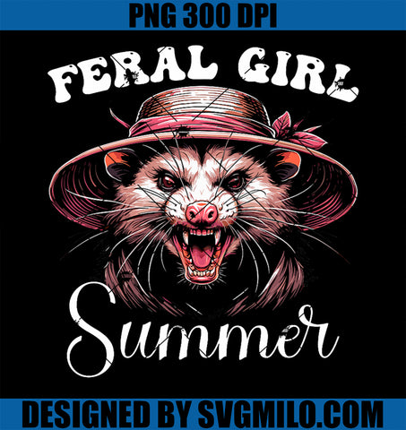 Angry Opossum Feral Girl Summer PNG, Feminist Girl Power Possum PNG