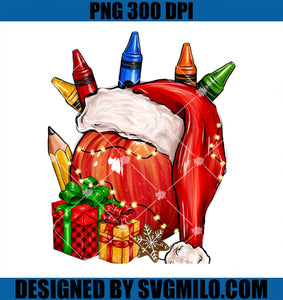 Apple With Santa Hat And Gifts Christmas School Teacher PNG