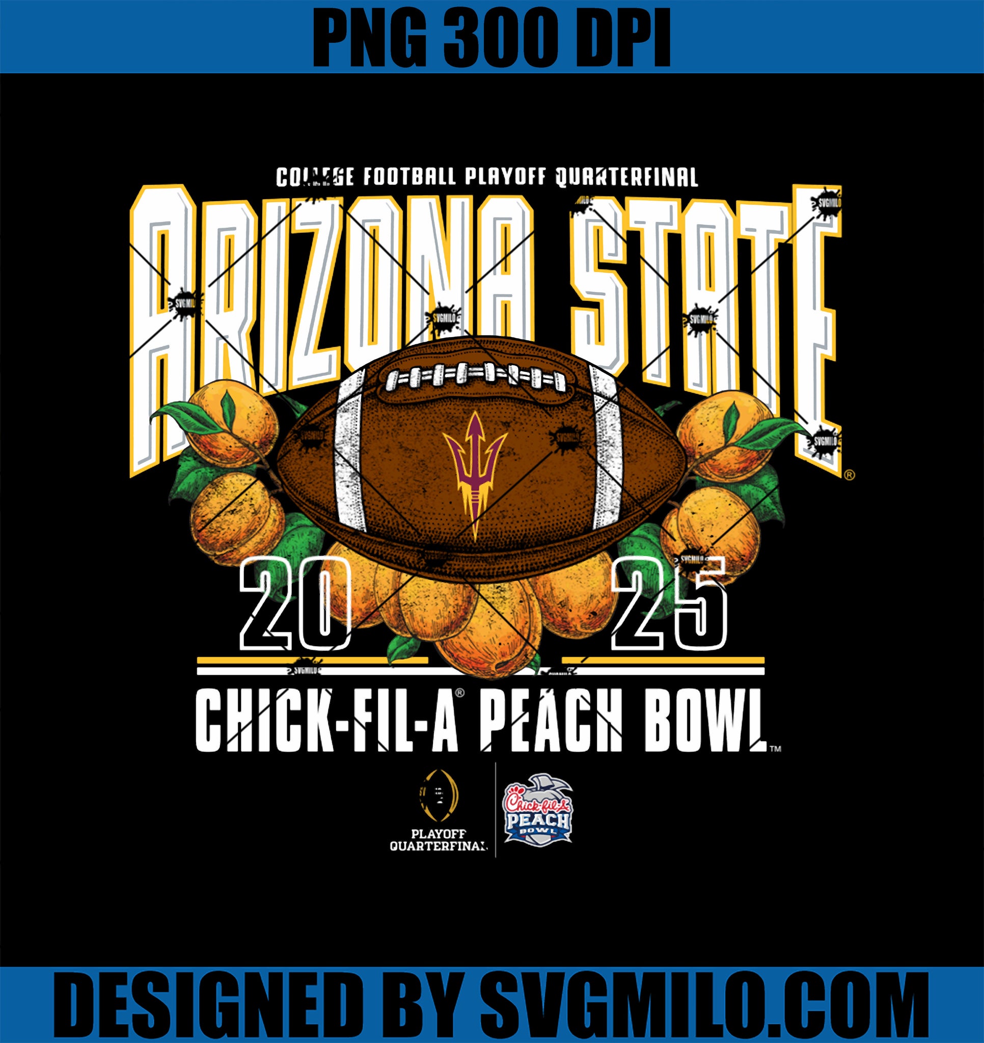 Arizona State Sun Devils Peach Bowl CFP 2024-25 Retro PNG