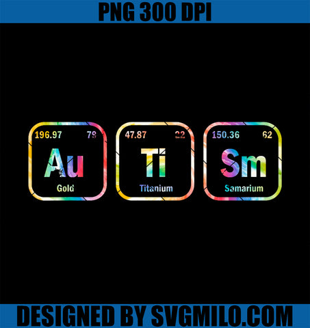 Autism Awareness Chemistry Elements Periodic Table Tie Dye PNG