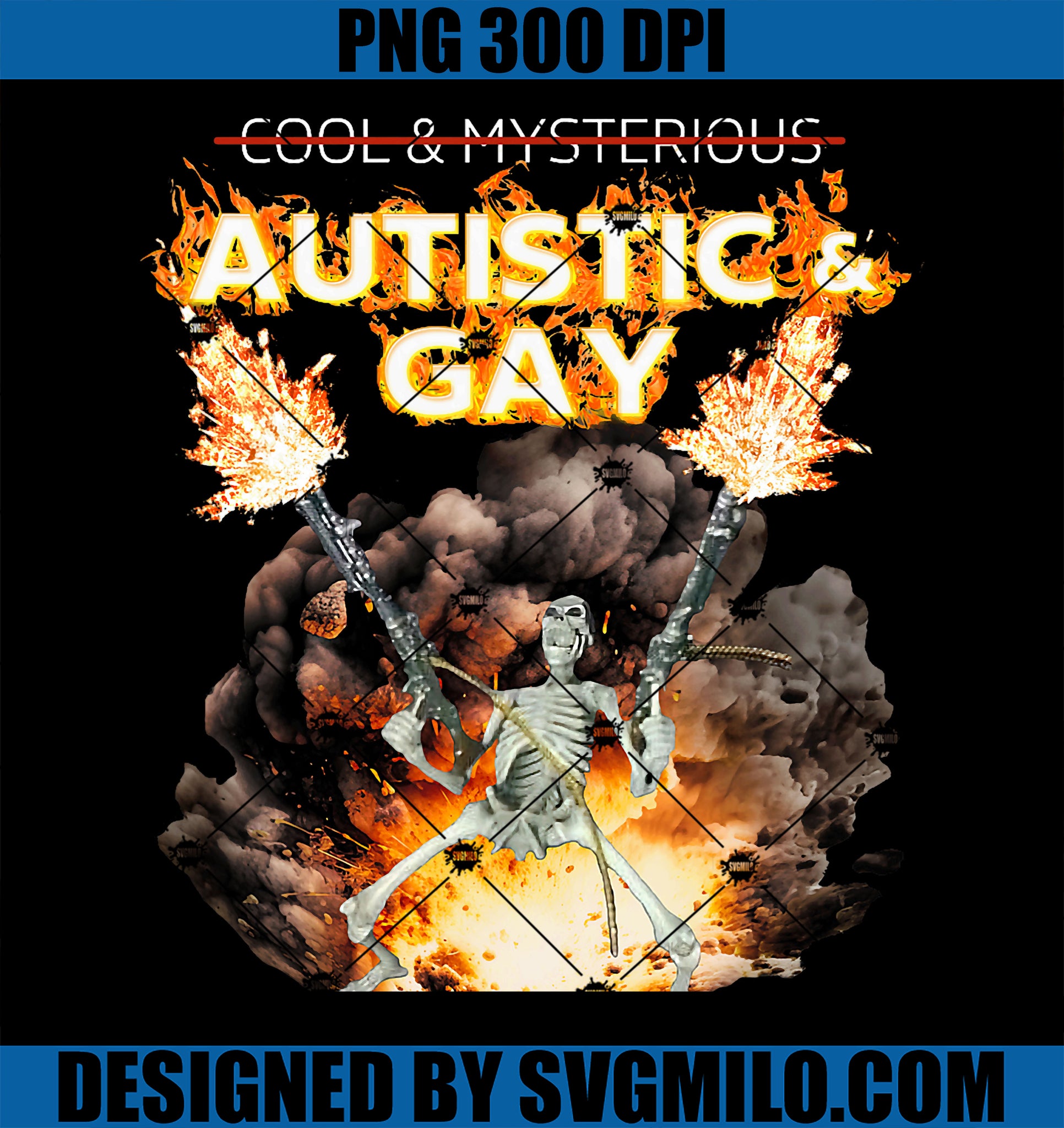 Autistic and Gay Skeleton Cursed Autism Meme PNG