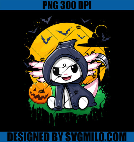 Axolotl Grim Reaper PNG, Trick Or Treat Halloween PNG