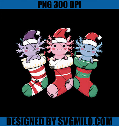 Axolotl Stocking Santa Hat Christmas Kawaii Xmas Gifts PNG